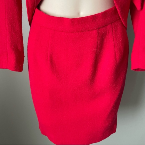 80s Vintage Julie & Leonard Suits Wool Hot Pink Blazer Jacket Skirt Suit Set - Picture 9 of 14